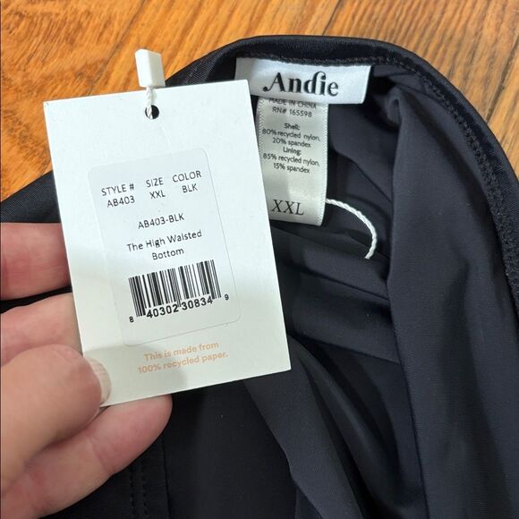 Andie Bikini Set Havana Top High Waisted Bottom Black‎ size XXL NWT - Picture 5 of 7